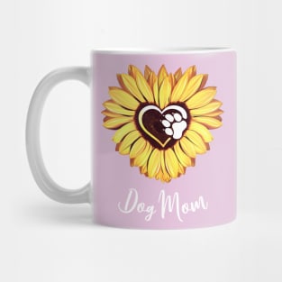 Dog mom yellow sunflower heart paw Mug